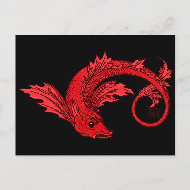 Postal Fierce Fiery Red Flying Elemental Fish (Anverso)
