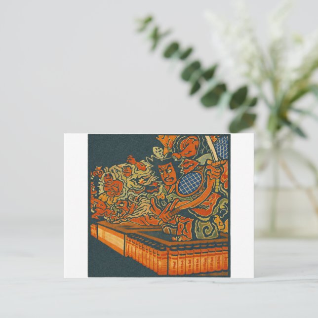 Postal Fierce Kabuki Warriors – Japanese Woodblock Spirit (Anverso de pie)