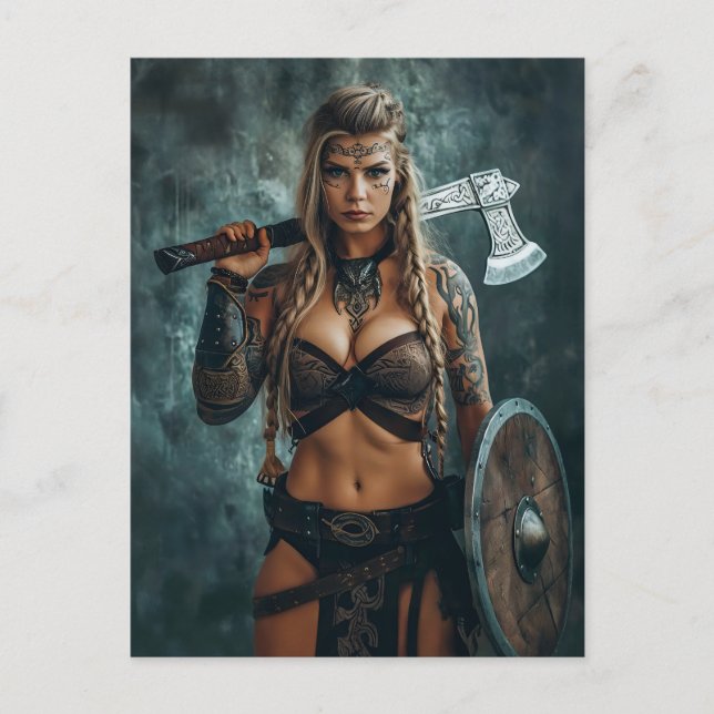 Postal Fierce Viking Warrior Woman (Anverso)