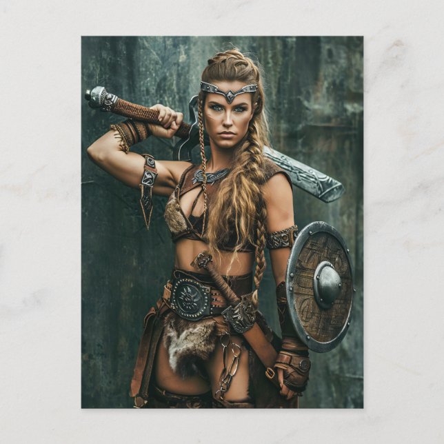 Postal Fierce Viking Warrior Woman (Anverso)