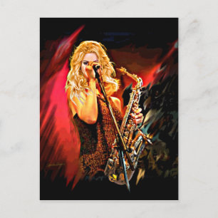 Postal Fiery Saxofón Player