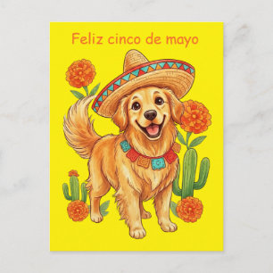 Postal Fiesta Cachorro Golden Retriever Cinco de Mayo