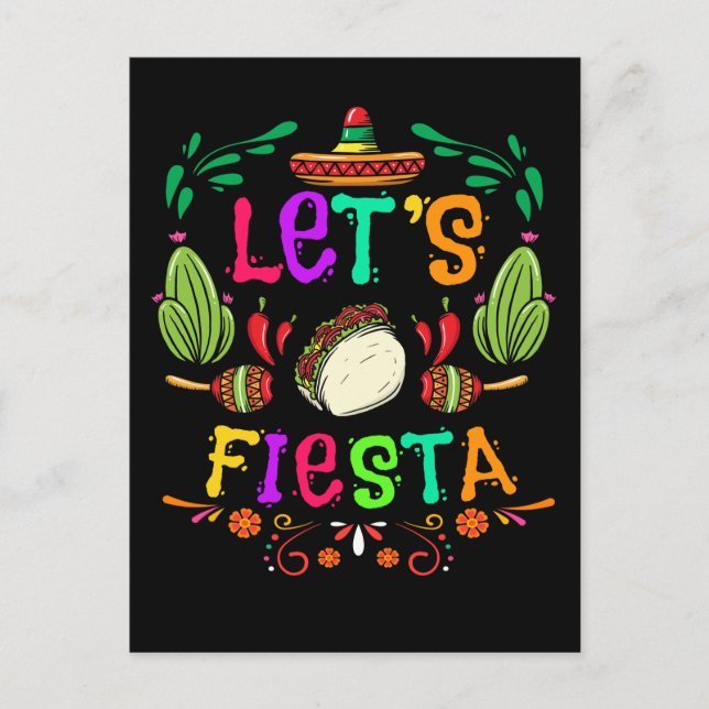 Postal Fiesta Cinco de Mayo Celebración Taco Mexicano (Anverso)