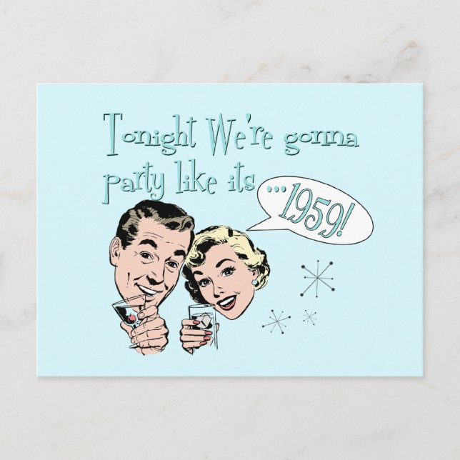 Postal ¡fiesta como si fuera 1959! (Anverso)