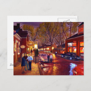 Postal Fiesta con azul morado rojo amarillo