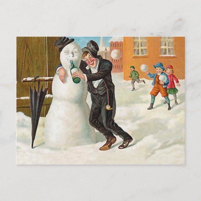 Postal Fiesta de Año Nuevo borracho, divertida fiesta de  (Anverso)