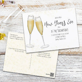 Postal Fiesta de Año Nuevo Champagne acuarela predirigida