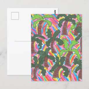 Postal Fiesta de árbol de palma arcoiris