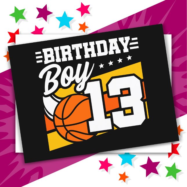 Postal Fiesta de Baloncesto de 13 Años Cumpleaños 13 Niño (Subido por el creador)