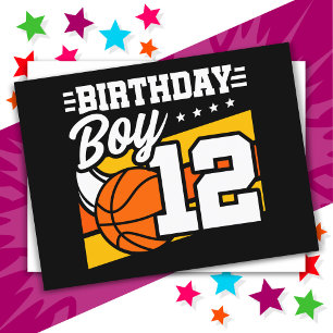 Postal Fiesta de Baloncesto para Niño de 12 Años Cumpleañ
