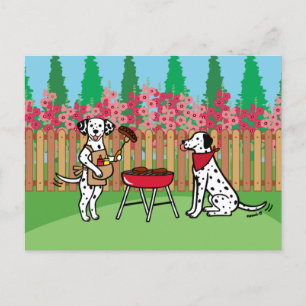 Postal Fiesta de barbacoa Dalmatians Hollyhock Personaliz