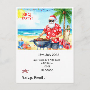 Postal Fiesta de barbacoa de Navidad con Papá Noel