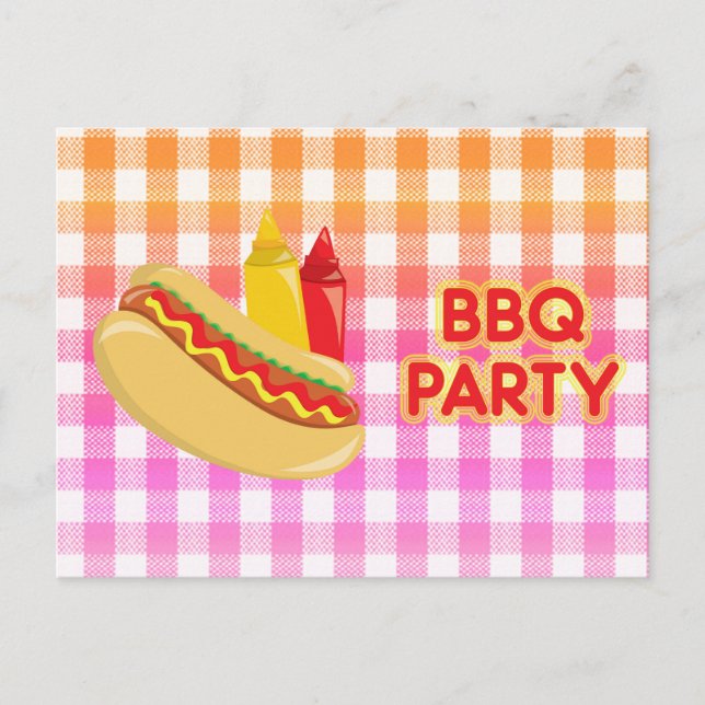 Postal Fiesta de barbacoa Gingham Tablecloth Hot Dog Cond (Anverso)