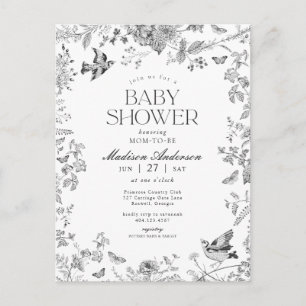Postal Fiesta de Bienvenida Vintage Floral Toile De Jouy 