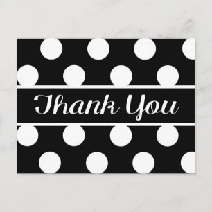 Postal Fiesta de Boda de Lunares Negros y Blancos Gracias