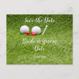 Postal Fiesta de bodas de golf con pelota de golf y amor 