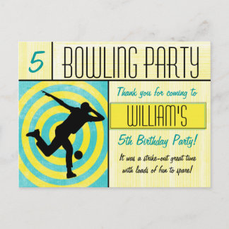 Postal Fiesta de boliche Gracias Postcard