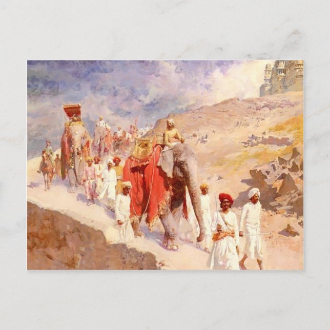 Postal Fiesta de caza indio de Edwin Lord Weeks (Anverso)