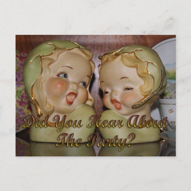 Postal fiesta de chicas "chismosos" invita (Anverso)