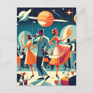 Postal Fiesta de Cócteles de la Era Espacial de Mitad de