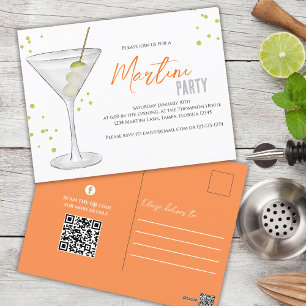 Postal Fiesta de cócteles lindo Martini Personalizado de 