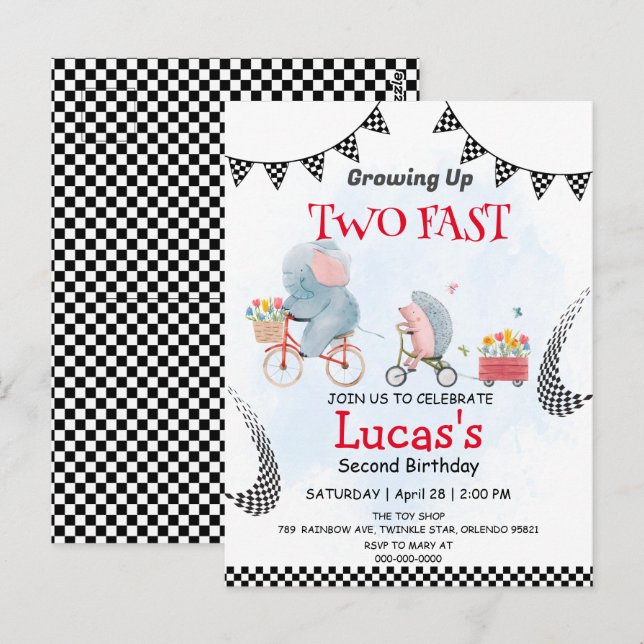 Postal Fiesta de cumpleaños 2 salvaje puercoespín bicicle (Anverso / Reverso)