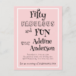 Postal Fiesta de cumpleaños 50 moderna y fabulosa de colo