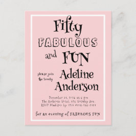 Postal Fiesta de cumpleaños 50 moderna y fabulosa rosa
