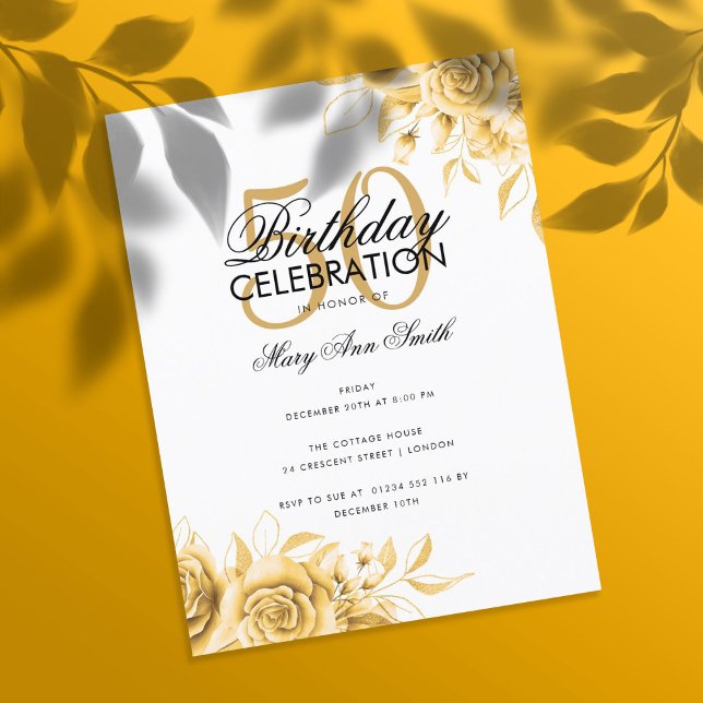 Postal Fiesta de cumpleaños con glam floral de presupuest (Subido por el creador)