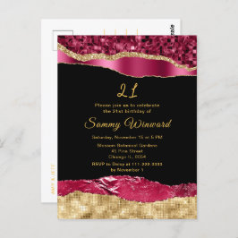 Postal Fiesta de Cumpleaños con Lágrimas de Glamour en Bu