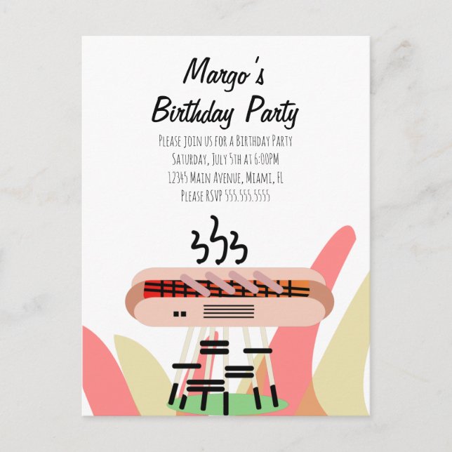 Postal Fiesta de Cumpleaños con Parrillada de Perros Cali (Anverso)