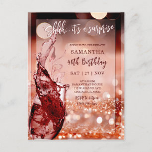 Postal Fiesta de cumpleaños con sorpresa de oro de Rosa