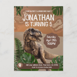 Postal Fiesta de Cumpleaños con Tema de Dinosaurio T rex