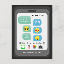 Postal Fiesta de cumpleaños con tema de Emoji