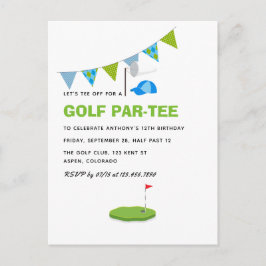 Postal Fiesta de cumpleaños con tema de golf