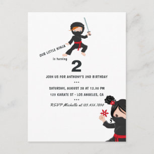 Postal Fiesta de cumpleaños con tema de Ninja