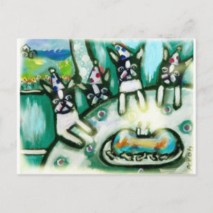 Postal fiesta de cumpleaños de Boston Terrier