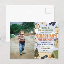 Postal Fiesta de cumpleaños de camping para niños moderno