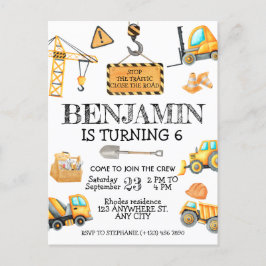 Postal Fiesta de cumpleaños de construcción con presupues