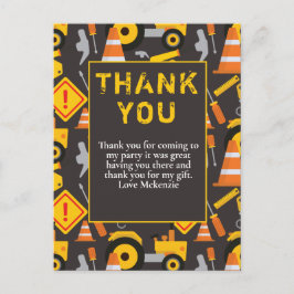 Postal Fiesta de Cumpleaños de Construcción Gracias