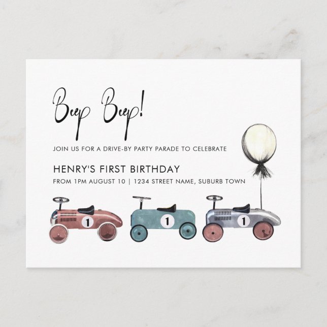 Postal Fiesta de cumpleaños de cuarentena número 1 con de (Anverso)