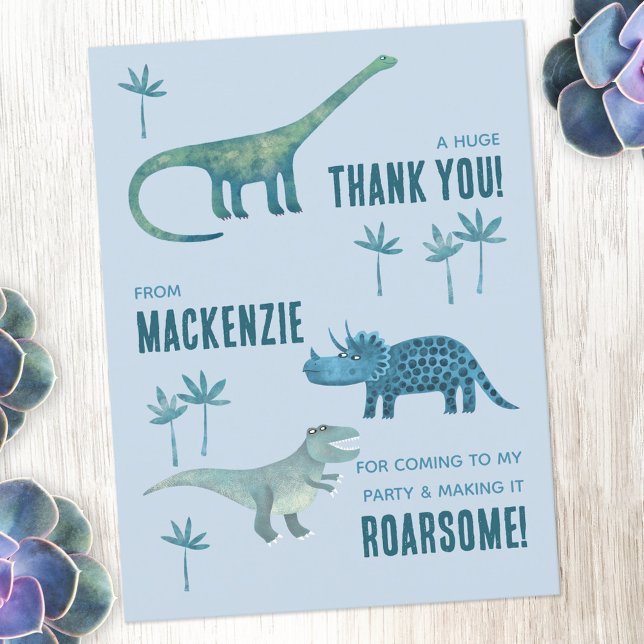 Postal Fiesta de cumpleaños de Dinosaur Gracias (Subido por el creador)