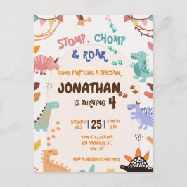 Postal Fiesta de Cumpleaños de Dinosaurios