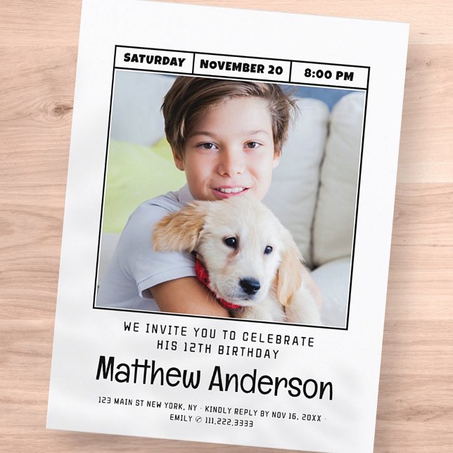 Postal Fiesta de cumpleaños de foto minimalista moderna s (Subido por el creador)