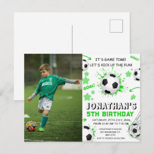 Postal Fiesta de Cumpleaños de Fútbol para Niños