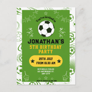 Postal Fiesta de Cumpleaños de Fútbol para Niños