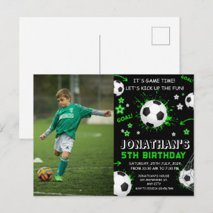 Postal Fiesta de Cumpleaños de Fútbol para Niños