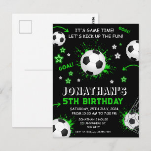 Postal Fiesta de Cumpleaños de Fútbol para Niños