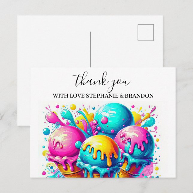 Postal fiesta de cumpleaños de helados (Anverso / Reverso)