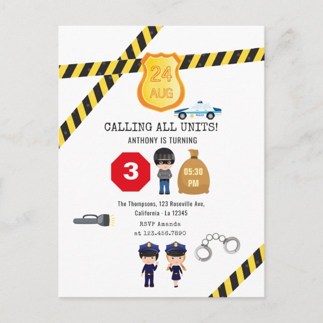 Postal Fiesta de Cumpleaños de la Policía (Anverso)